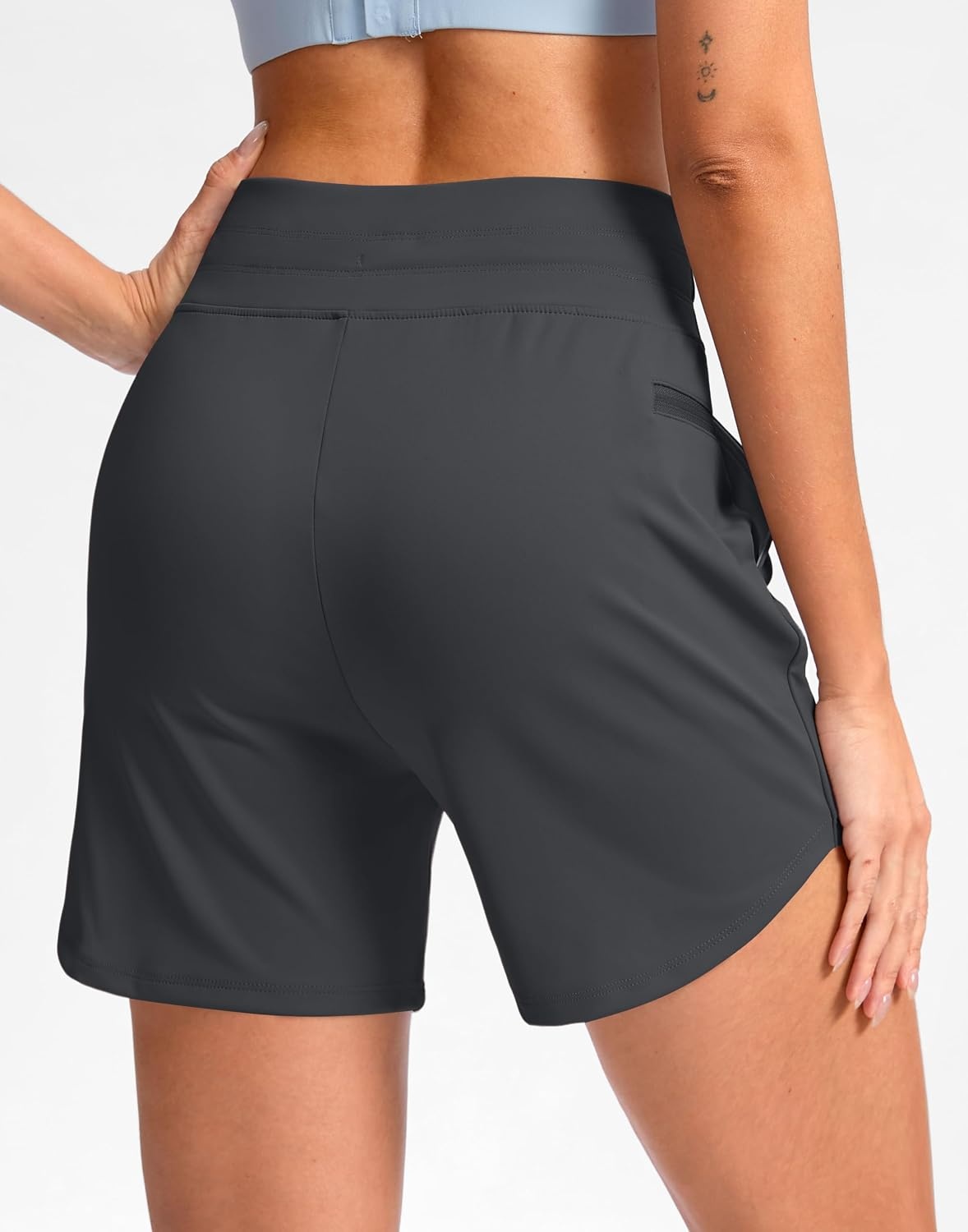 image:imageG Gradual Womens 5 Athletic Running Shorts with Zip Pockets Stretchy Quick Dry High Waisted for Workout Gym HikingDark Grey