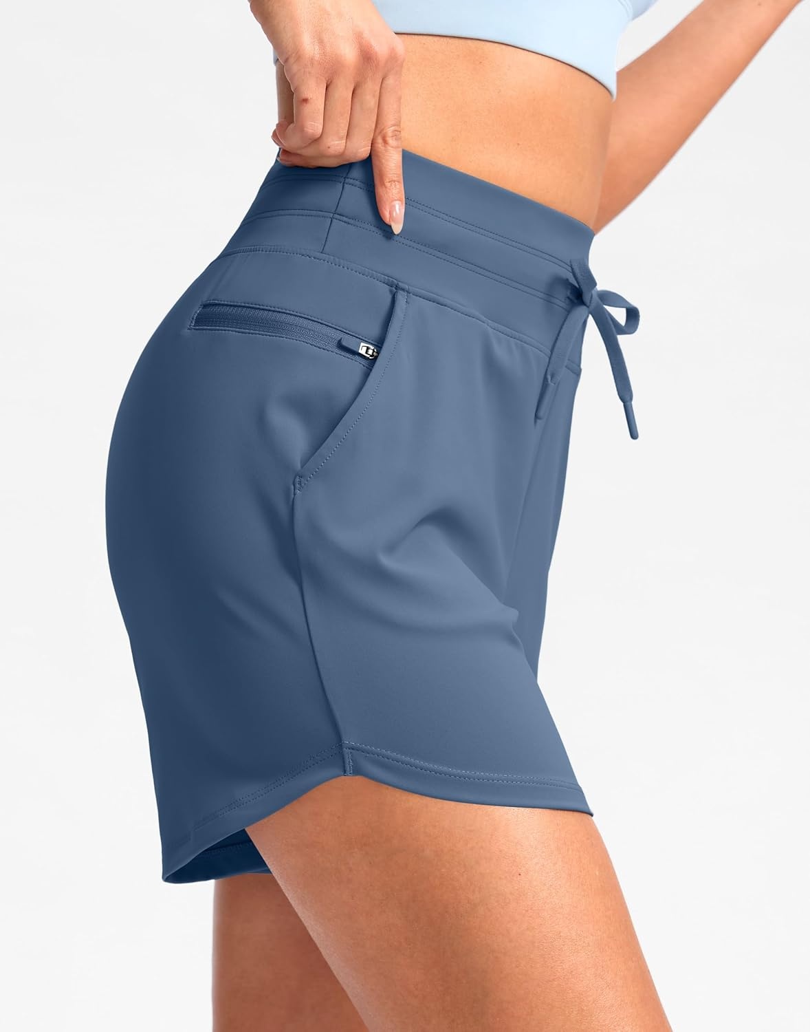 image:imageG Gradual Womens 5 Athletic Running Shorts with Zip Pockets Stretchy Quick Dry High Waisted for Workout Gym HikingHaze Blue