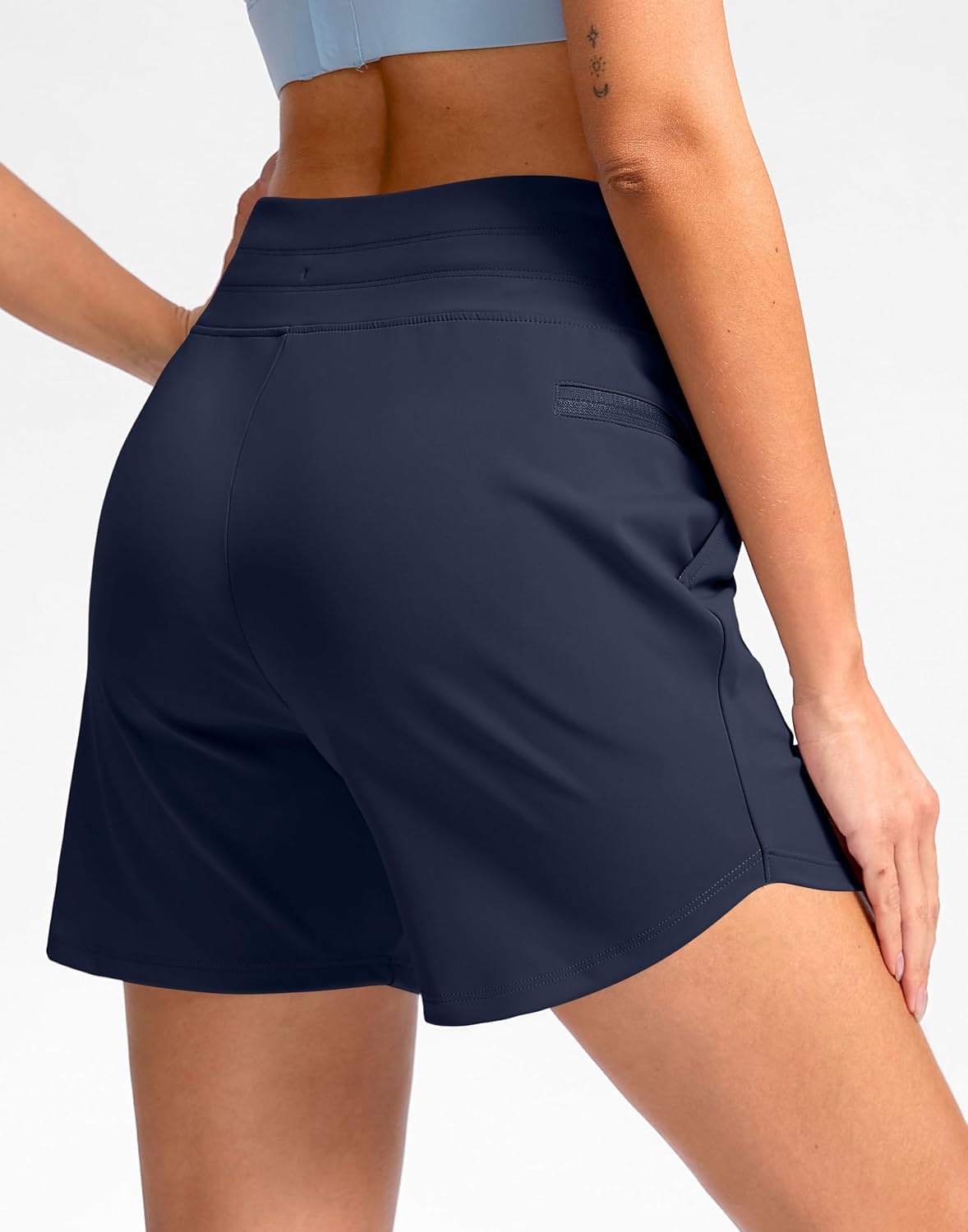 image:imageG Gradual Womens 5 Athletic Running Shorts with Zip Pockets Stretchy Quick Dry High Waisted for Workout Gym HikingNavy