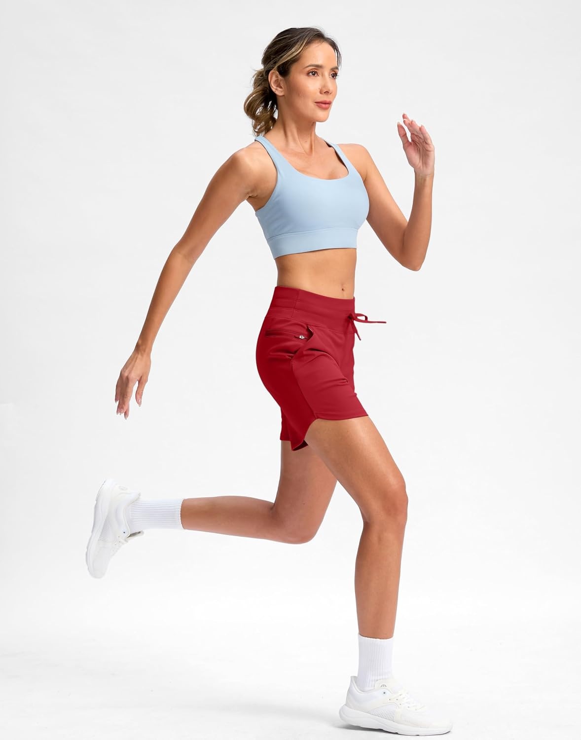 image:imageG Gradual Womens 5 Athletic Running Shorts with Zip Pockets Stretchy Quick Dry High Waisted for Workout Gym HikingRed
