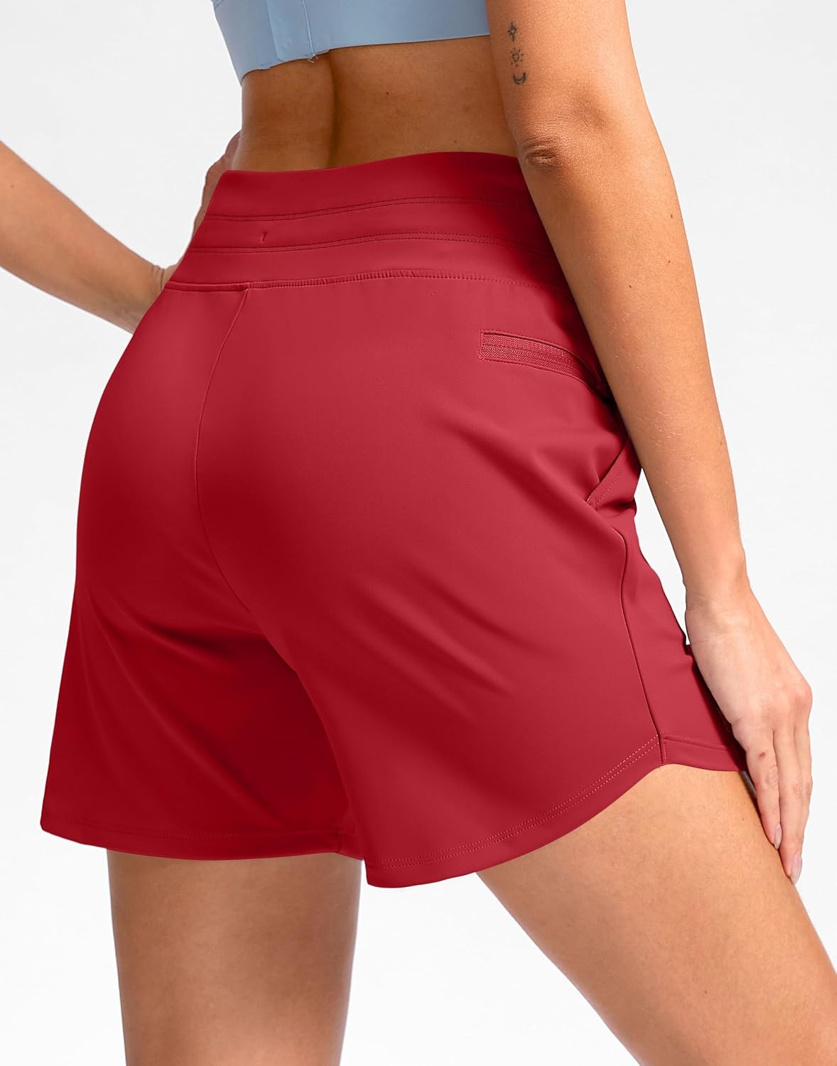 image:imageG Gradual Womens 5 Athletic Running Shorts with Zip Pockets Stretchy Quick Dry High Waisted for Workout Gym HikingRed
