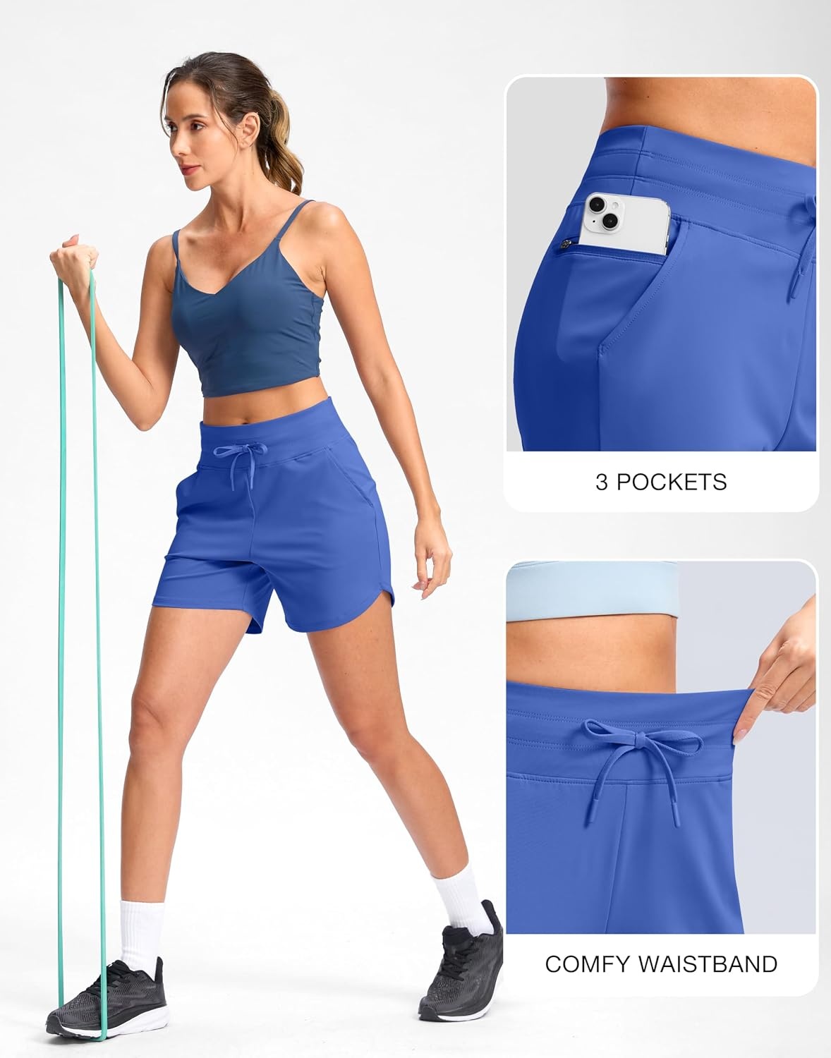 image:imageG Gradual Womens 5 Athletic Running Shorts with Zip Pockets Stretchy Quick Dry High Waisted for Workout Gym HikingRoyal Blue