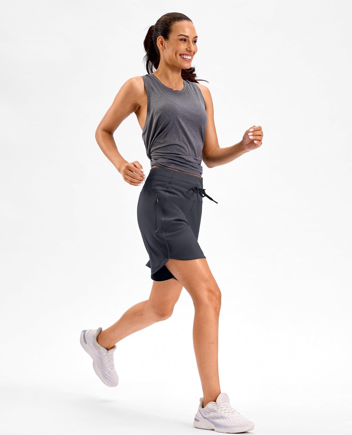 image:imageG Gradual Womens 57 Athletic Gym Running Shorts with Zipper PocketsCharcoal