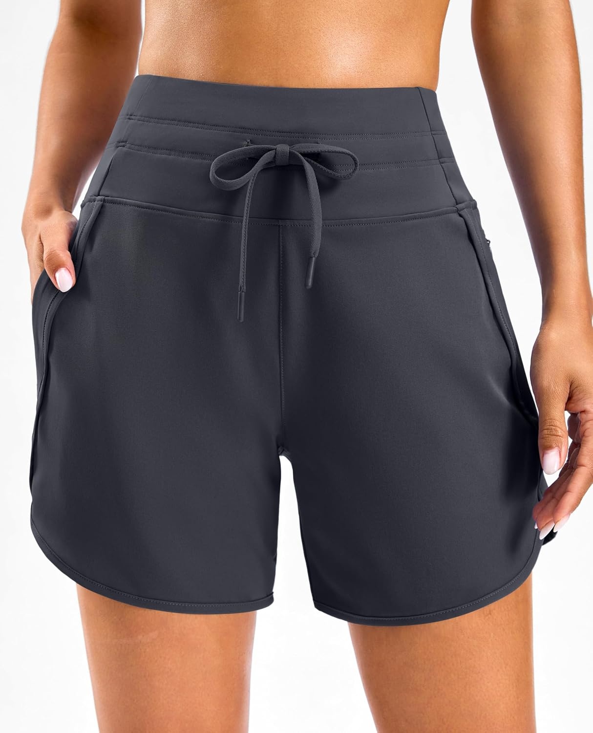 image:imageG Gradual Womens 57 Athletic Gym Running Shorts with Zipper PocketsCharcoal