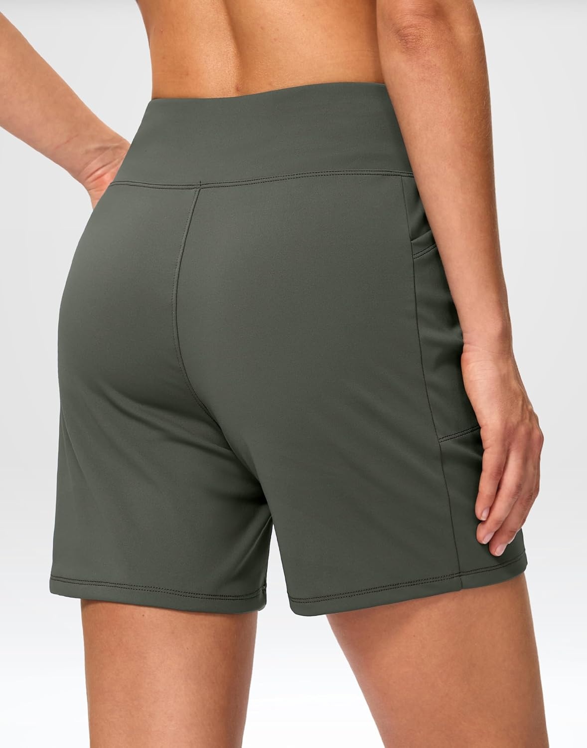 image:imageG Gradual Womens Athletic Shorts 6 High Waisted Casual Shorts for WomenAlmond Green