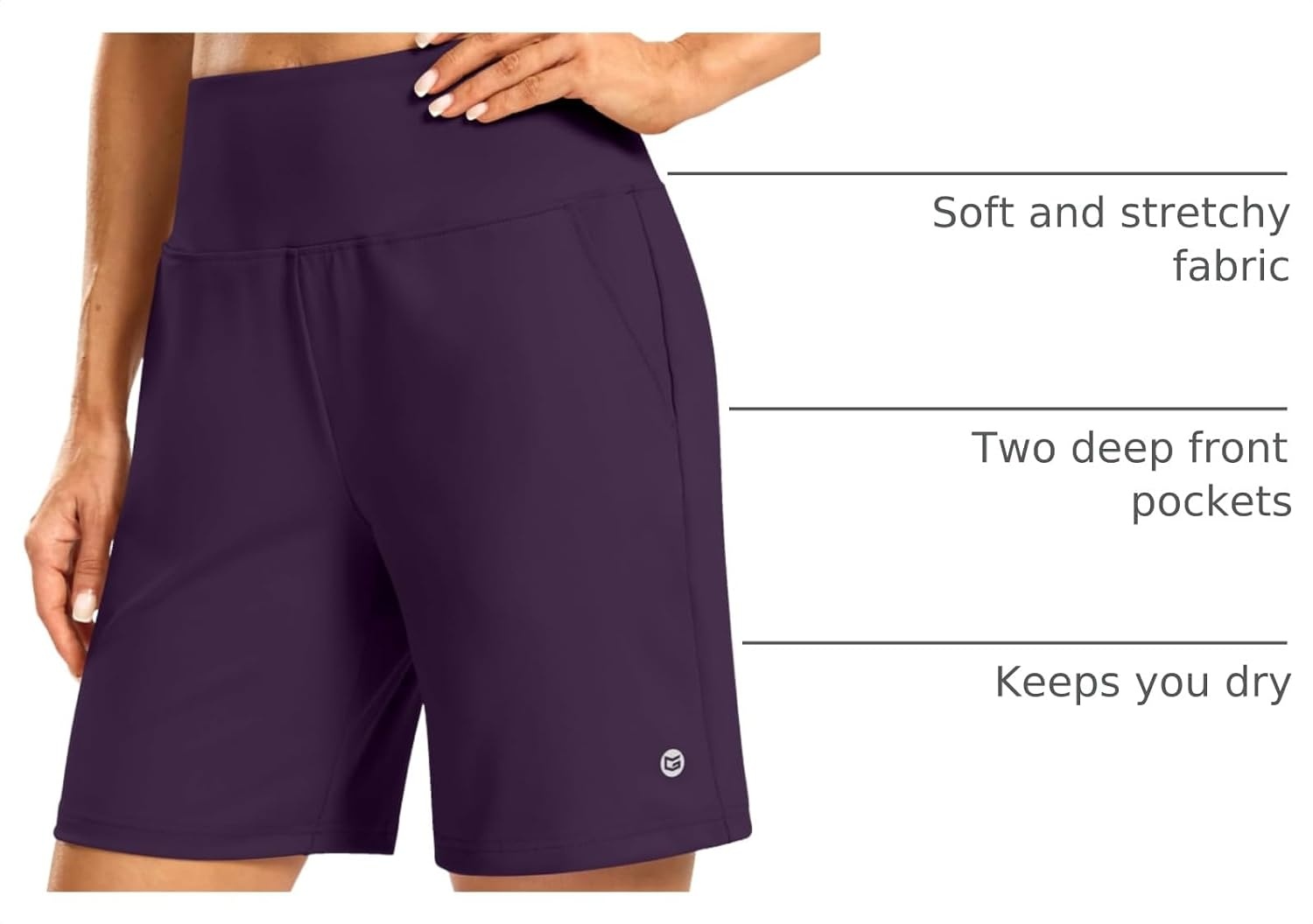 image:imageG Gradual Womens Athletic Shorts 7 Inch with Zipper PocketPurple
