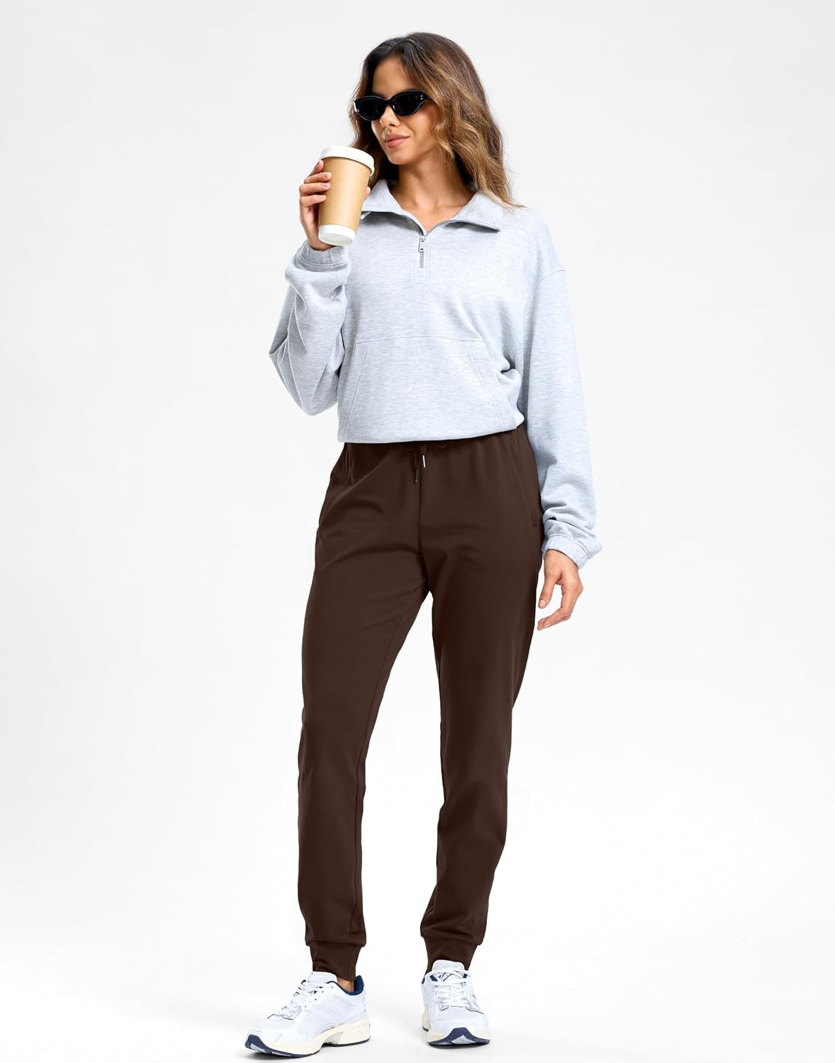 image:imageG Gradual Womens Tall Sweatpants 303234 Cotton Joggers with PocketsDark Brown