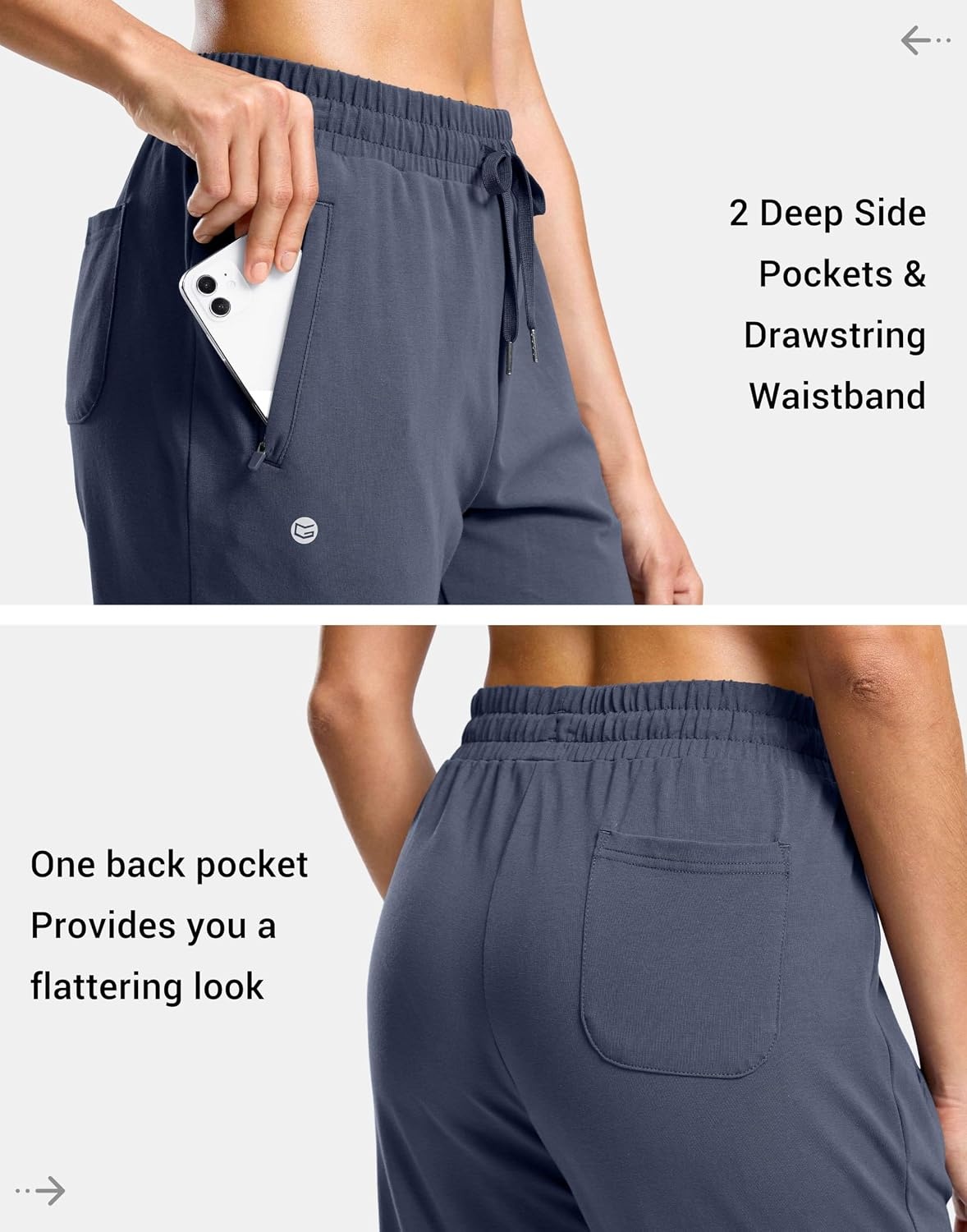 image:imageG Gradual Womens Tall Sweatpants 303234 Cotton Joggers with PocketsDusty Blue