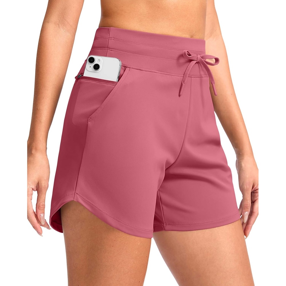 image:imageG Gradual Womens 5 Athletic Running Shorts with Zip Pockets Stretchy Quick Dry High Waisted for Workout Gym HikingBerry Rose