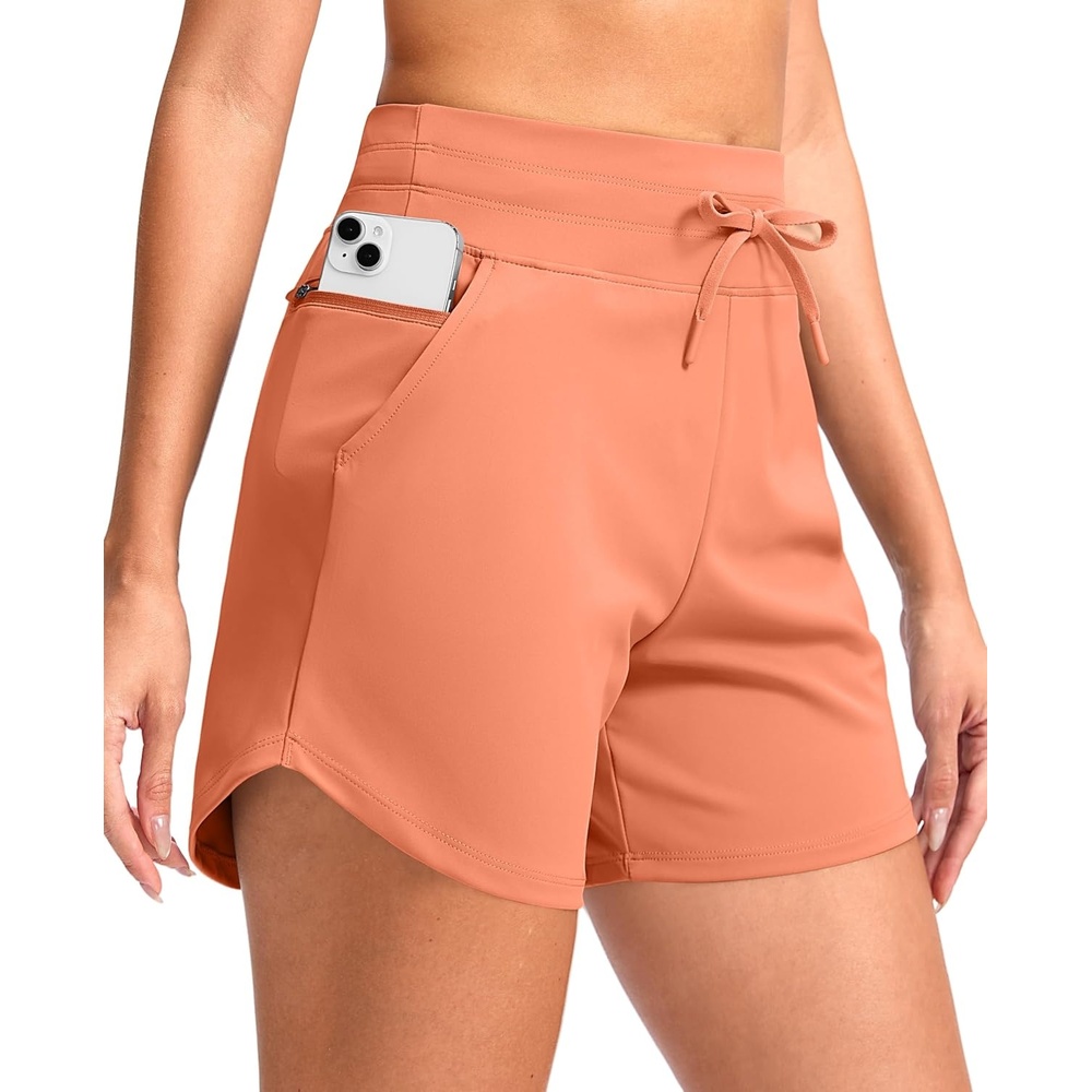 image:imageG Gradual Womens 5 Athletic Running Shorts with Zip Pockets Stretchy Quick Dry High Waisted for Workout Gym HikingCoral