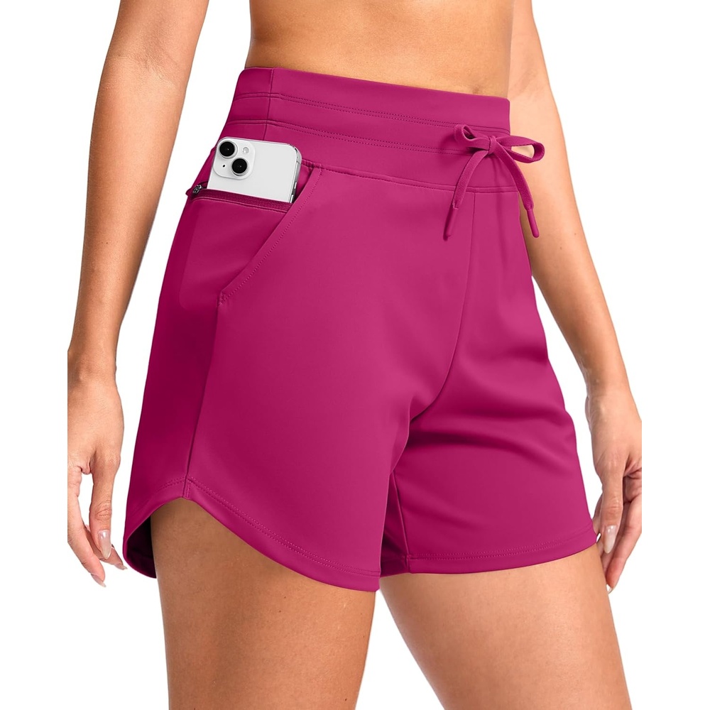 image:imageG Gradual Womens 5 Athletic Running Shorts with Zip Pockets Stretchy Quick Dry High Waisted for Workout Gym HikingRose