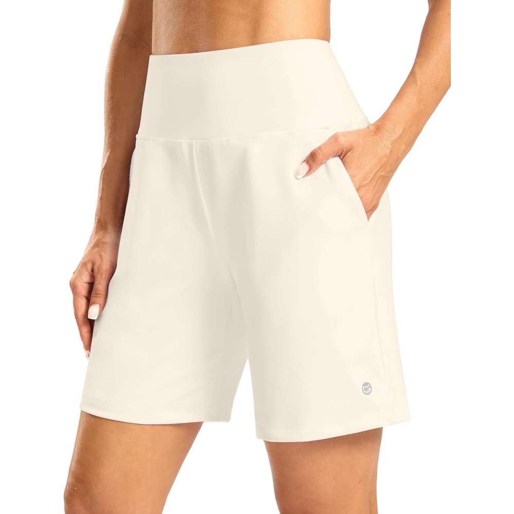 image:imageG Gradual Womens Athletic Shorts 7 Inch with Zipper PocketMilky White