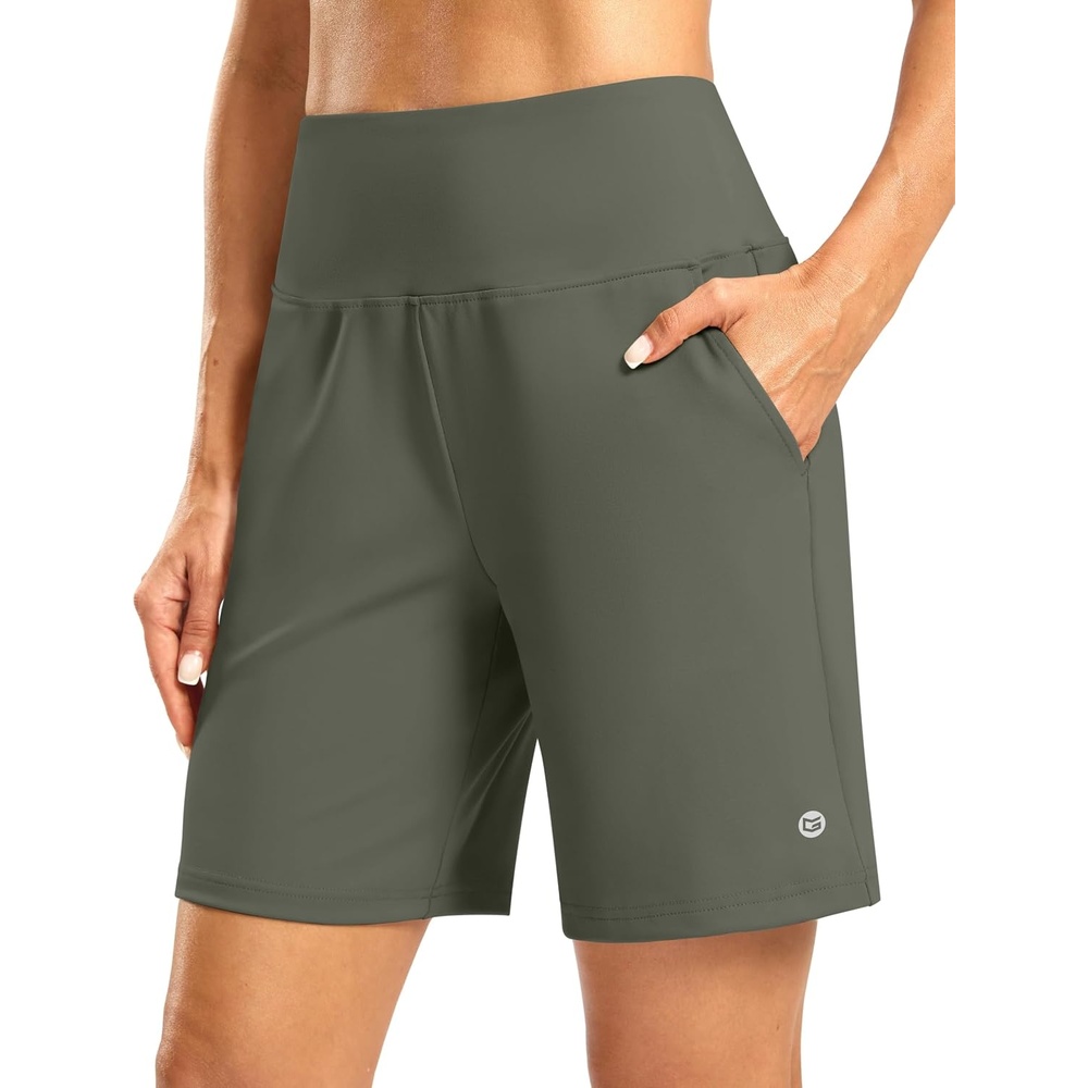 image:imageG Gradual Womens Athletic Shorts 7 Inch with Zipper PocketSage Green