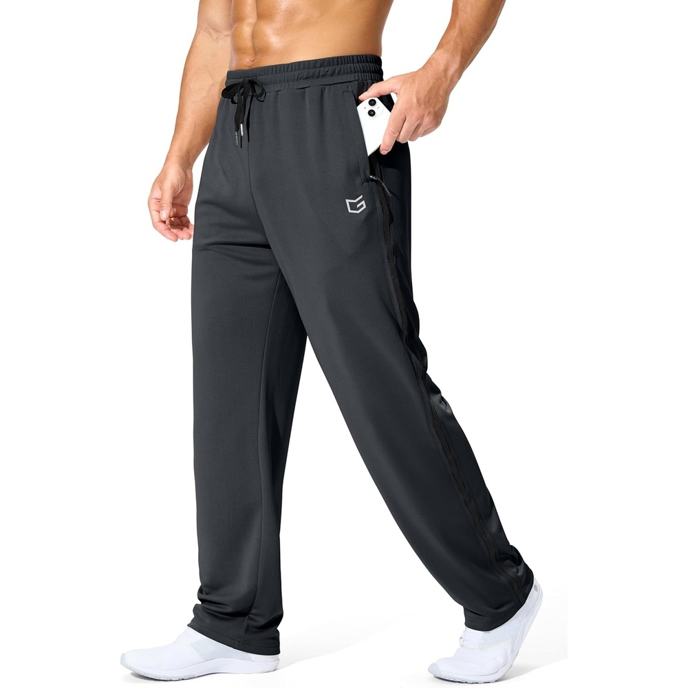 image:imageMens Athletic Sweatpants with Zipper Pockets Lightweight Workout PantsCharcoal