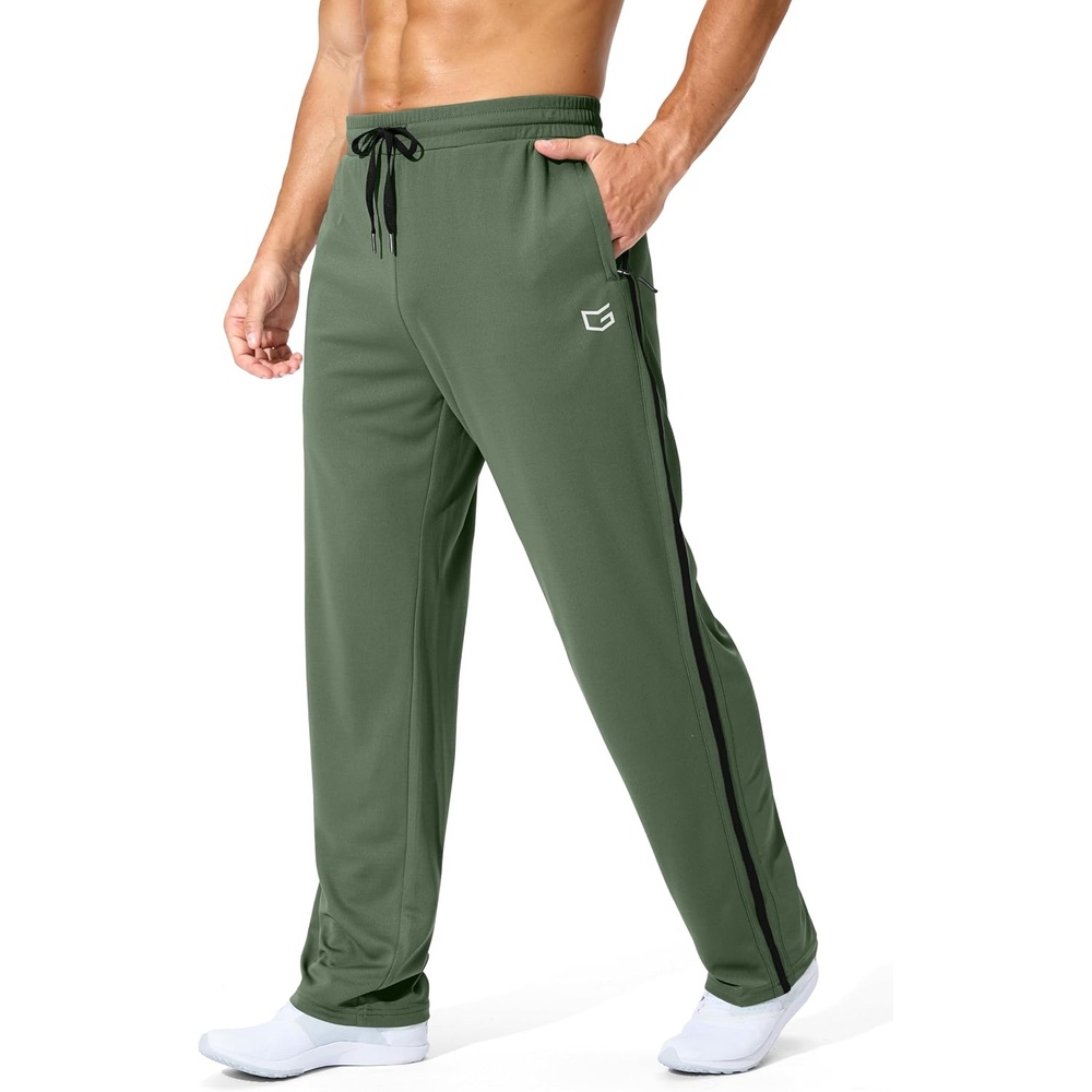 image:imageMens Athletic Sweatpants with Zipper Pockets Lightweight Workout PantsSage Green
