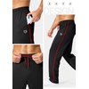 G Gradual Mens Sweatpants Lightweight Mesh Athlertic Workout Pants with Zipper Pockets (Black Red, 3XL)