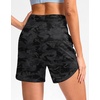 G Gradual Women’s 5″ Athletic Running Shorts with Zip Pockets Stretchy Quick Dry High Waisted for Workout Gym Hiking(Black Camo)