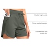 G Gradual Women’s 5″ Athletic Running Shorts with Zip Pockets Stretchy Quick Dry High Waisted for Workout Gym Hiking(Grey Sage)