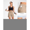 G Gradual Women’s 5″ Athletic Running Shorts with Zip Pockets Stretchy Quick Dry High Waisted for Workout Gym Hiking(Khaki)