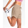 G Gradual Women’s 5″ Athletic Running Shorts with Zip Pockets Stretchy Quick Dry High Waisted for Workout Gym Hiking(Khaki)