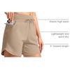 G Gradual Women’s 5″ Athletic Running Shorts with Zip Pockets Stretchy Quick Dry High Waisted for Workout Gym Hiking(Khaki)