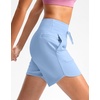 G Gradual Women’s 5″ Athletic Running Shorts with Zip Pockets Stretchy Quick Dry High Waisted for Workout Gym Hiking(Light Blue)