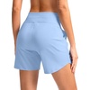 G Gradual Women’s 5″ Athletic Running Shorts with Zip Pockets Stretchy Quick Dry High Waisted for Workout Gym Hiking(Light Blue)