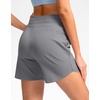 G Gradual Women’s 5″ Athletic Running Shorts with Zip Pockets Stretchy Quick Dry High Waisted for Workout Gym Hiking(Light Grey)