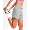 G Gradual Women’s 5″ Athletic Running Shorts with Zip Pockets Stretchy Quick Dry High Waisted for Workout Gym Hiking(Pale)
