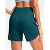 G Gradual Women’s 5″ Athletic Running Shorts with Zip Pockets Stretchy Quick Dry High Waisted for Workout Gym Hiking(Peacock Green)