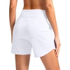 G Gradual Women’s 5″ Athletic Running Shorts with Zip Pockets Stretchy Quick Dry High Waisted for Workout Gym Hiking(White)