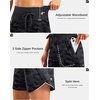 G Gradual Women’s 5″/7″ Athletic Gym Running Shorts with Zipper Pockets(Grey Camo)