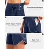 G Gradual Women’s 5″/7″ Athletic Gym Running Shorts with Zipper Pockets(Navy)