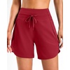 G Gradual Women’s 5″/7″ Athletic Gym Running Shorts with Zipper Pockets(Red)