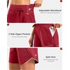 G Gradual Women’s 5″/7″ Athletic Gym Running Shorts with Zipper Pockets(Red)
