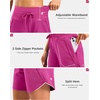 G Gradual Women’s 5″/7″ Athletic Gym Running Shorts with Zipper Pockets(Rose)