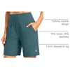 G Gradual Women’s Athletic Shorts 7 Inch with Zipper Pocket(Borealis Green)