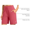 G Gradual Women’s Athletic Shorts 7 Inch with Zipper Pocket(Briar Rose)