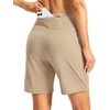 G Gradual Women’s Athletic Shorts 7 Inch with Zipper Pocket(Khaki)