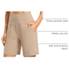 G Gradual Women’s Athletic Shorts 7 Inch with Zipper Pocket(Khaki)
