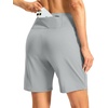 G Gradual Women’s Athletic Shorts 7 Inch with Zipper Pocket(Light Grey)