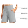 G Gradual Women’s Athletic Shorts 7 Inch with Zipper Pocket(Light Grey)