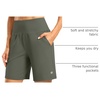 G Gradual Women’s Athletic Shorts 7 Inch with Zipper Pocket(Sage Green)
