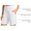 G Gradual Women’s Athletic Shorts 7 Inch with Zipper Pocket(White)