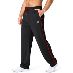 G Gradual Mens Sweatpants Lightweight Mesh Athlertic Workout Pants with Zipper Pockets (Black Red, 3XL)