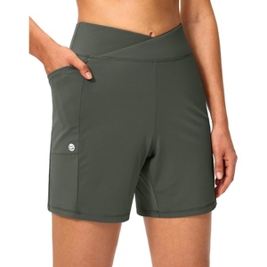 G Gradual Women’s Athletic Shorts 6″ High Waisted Casual Shorts for Women(Almond Green)
