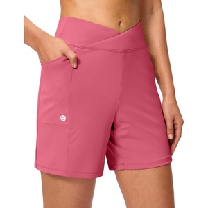 G Gradual Women’s Athletic Shorts 6″ High Waisted Casual Shorts for Women(Berry Rose)