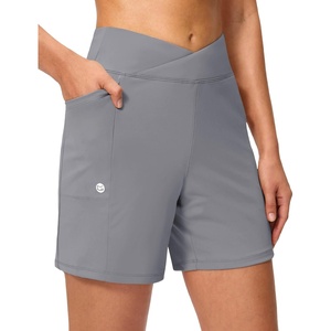 G Gradual Women’s Athletic Shorts 6″ High Waisted Casual Shorts for Women(Twilight Grey)