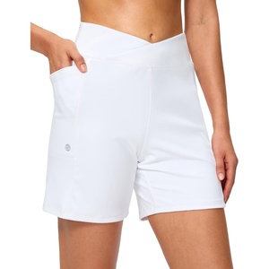 G Gradual Women’s Athletic Shorts 6″ High Waisted Casual Shorts for Women(White)