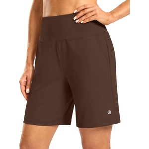 G Gradual Women’s Athletic Shorts 7 Inch with Zipper Pocket(Espresso)